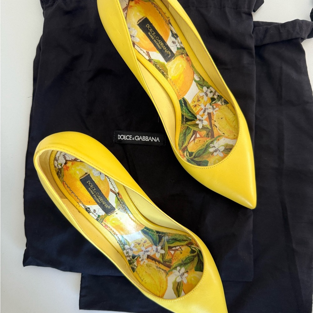 Original Dolce & Gabbana Lemon Yellow Kitten Heels